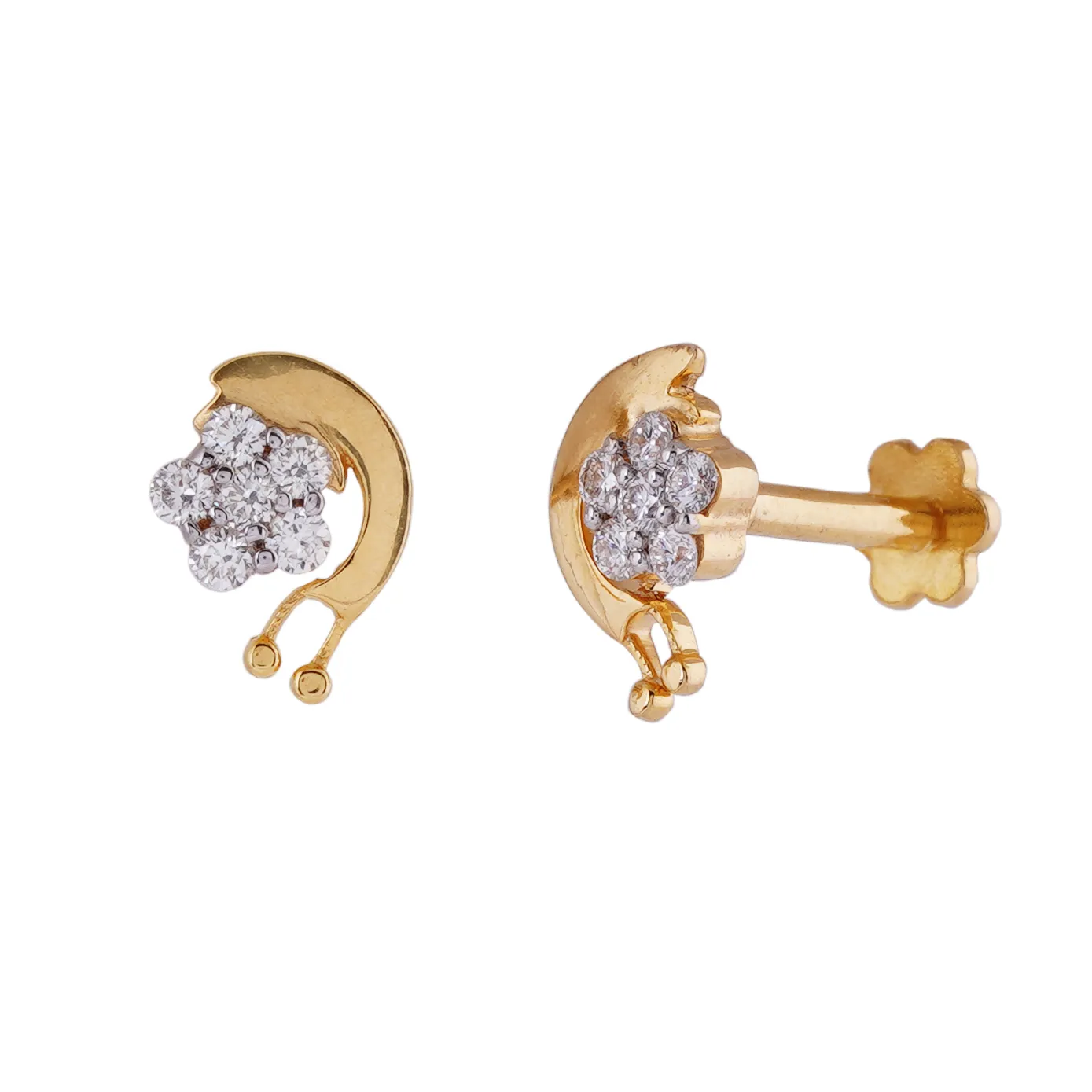 Snail Design Diamond Studs