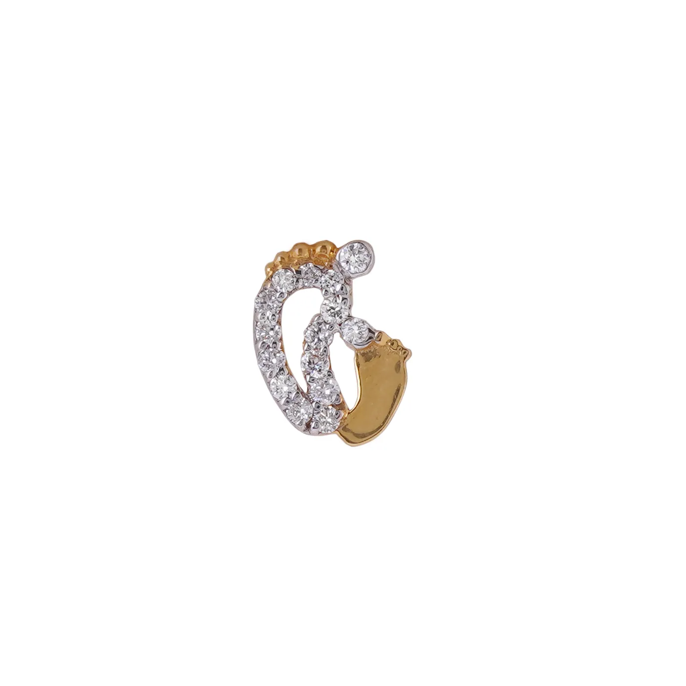 Feet-Shaped Diamond and Gold Stud