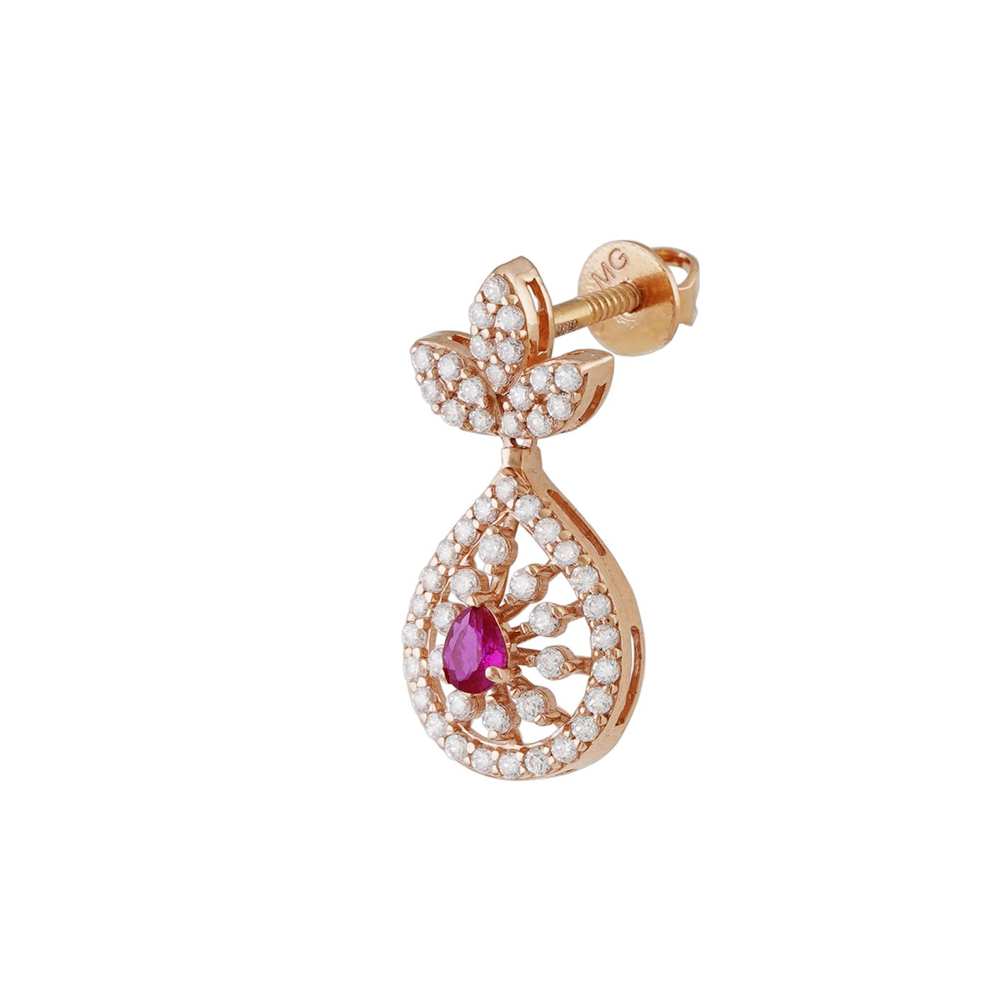 18kt rose gold stone earring