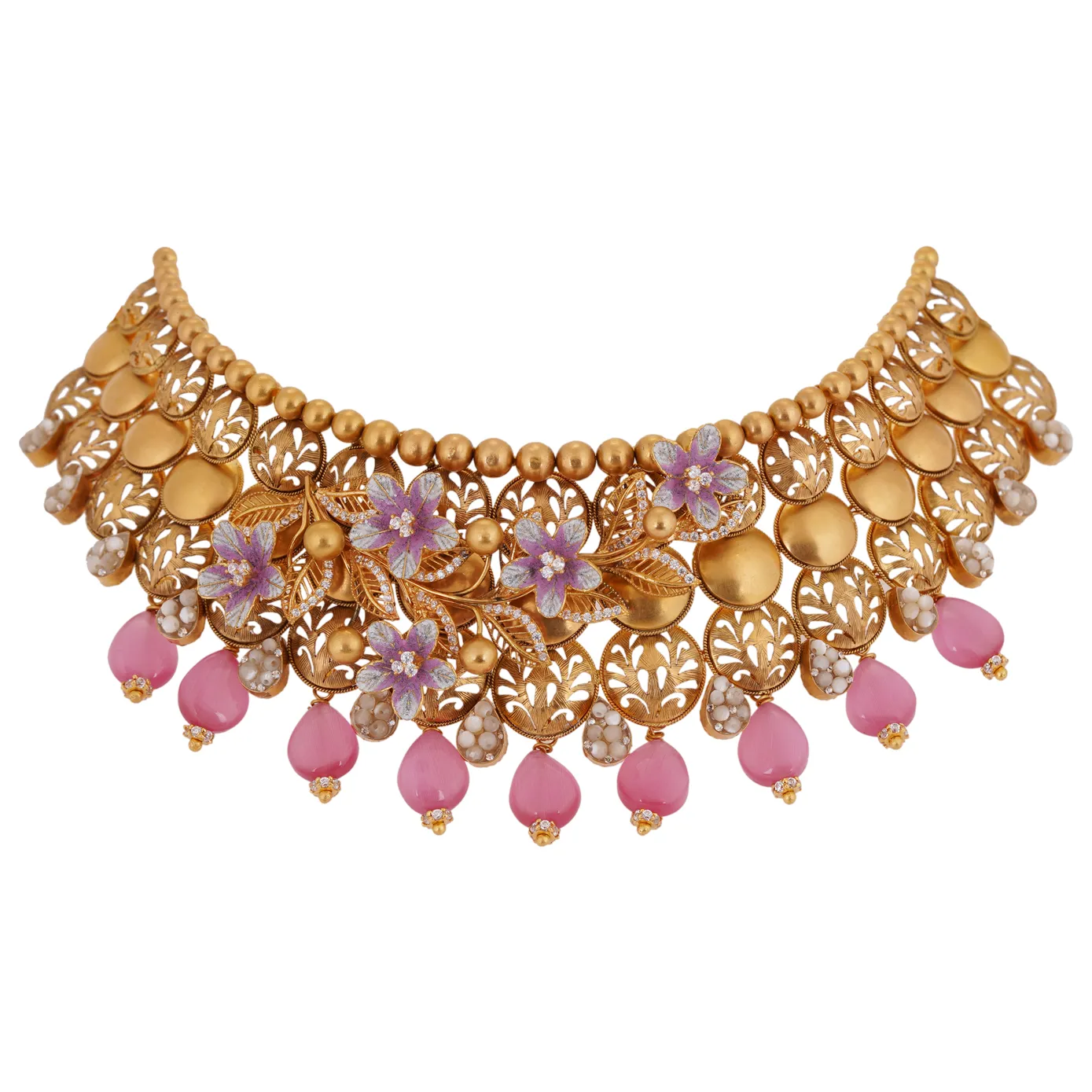 Vogue- Modern Flower Gold Choker