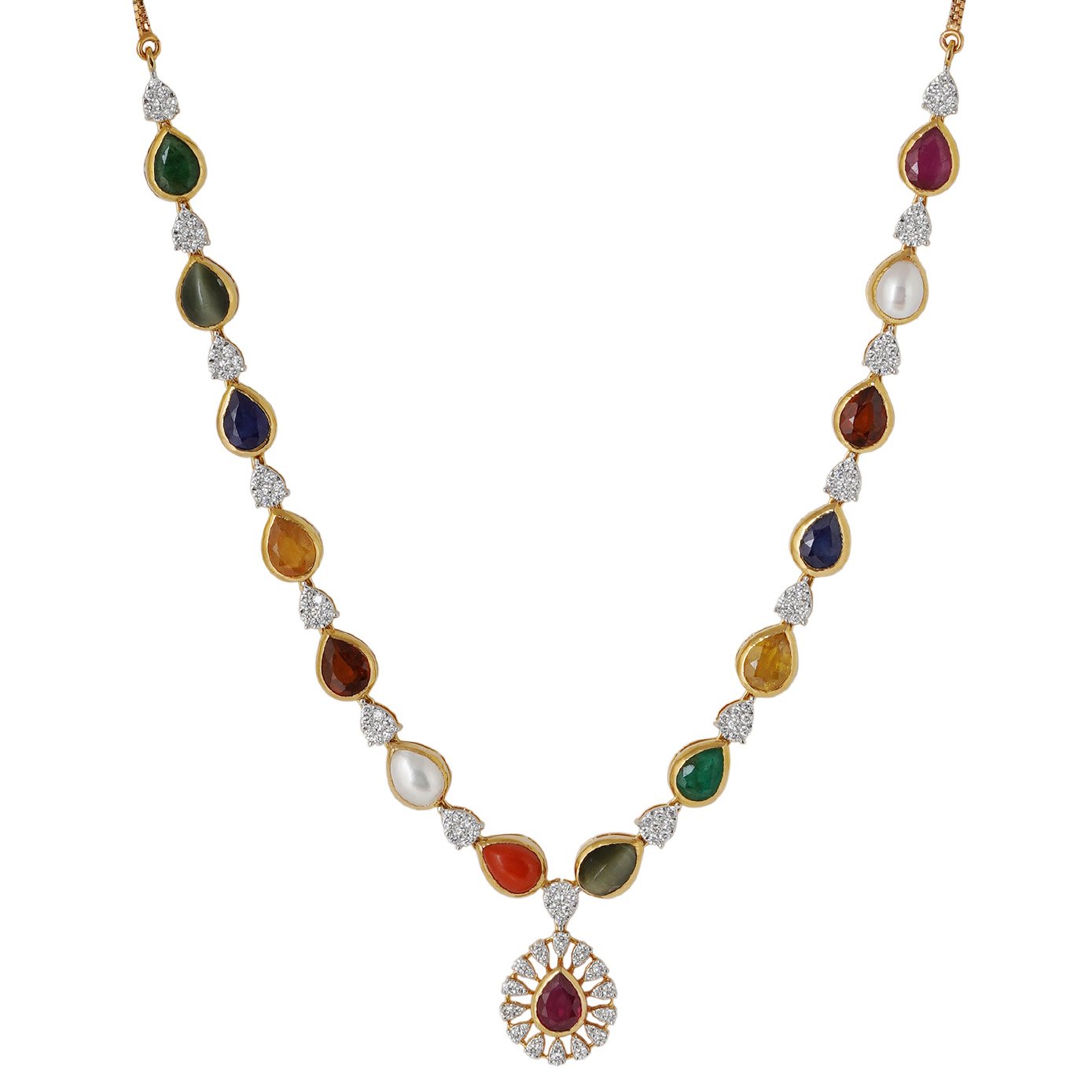 Navarathna Diamond Necklace Openset 18kt