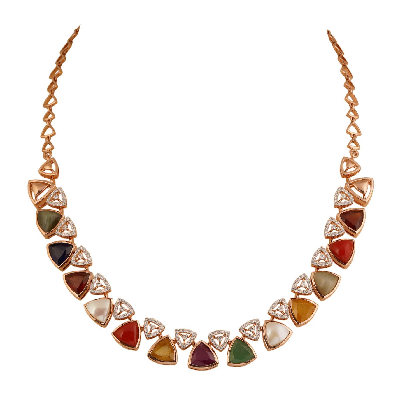 Diamond Navarathna Necklace Open Setting 18kt